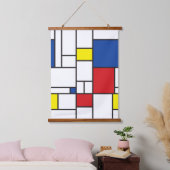 Mondriaan minimalistisch Geometric de Stijl Modern Hangend Wandkleed (Slaapkamer)