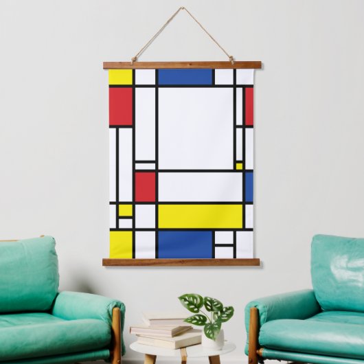 Mondriaan minimalistisch Geometric de Stijl Modern Hangend Wandkleed (Woonkamer)