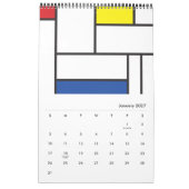 Mondriaan Minimalistische Geometrische De Stijl Mo Kalender (Jan 2027)
