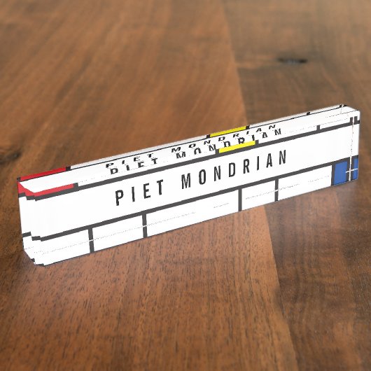 Mondriaan Minimalistische Geometrische De Stijl Mo Naambordje (Zijkant)