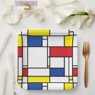 Mondriaan Minimalistische Geometrische De Stijl Mo Papieren Bordje