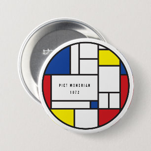 Mondriaan Minimalistische Geometrische De Stijl Mo Ronde Button 7,6 Cm