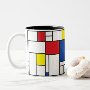 Mondriaan Minimalistische Geometrische De Stijl Mo Tweekleurige Koffiemok