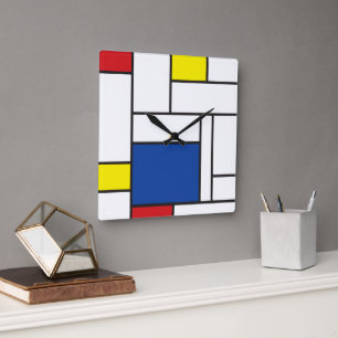 Mondriaan Minimalistische Geometrische De Stijl Mo Vierkante Klok