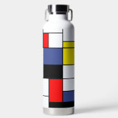 Mondriaan, minimalistische moderne basiskleur waterfles (Voorkant)