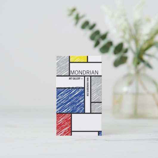 Mondriaan Moderne Eenvoudige Kunst Minimalistische Visitekaartje (Staand voorkant)