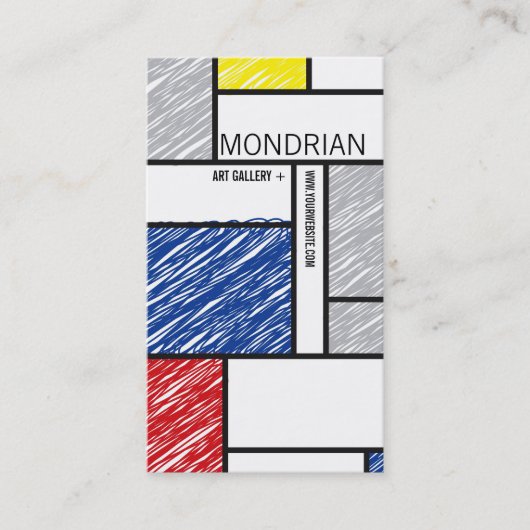 Mondriaan Moderne Eenvoudige Kunst Minimalistische Visitekaartje (Voorkant)