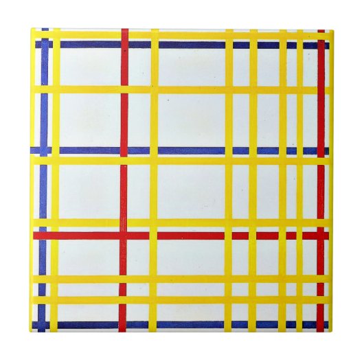 Mondriaan - New York City I, abstracte kunst Tegeltje (Voorkant)