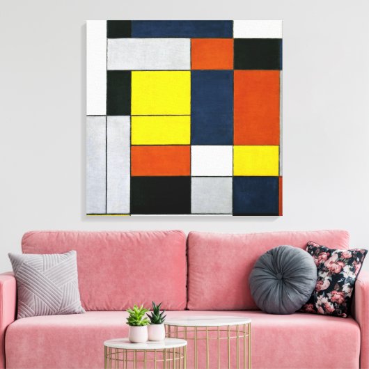 Mondriaan - nr. VI, samenstelling nr. II Canvas Afdruk (Insitu (Woonkamer))