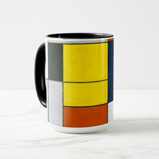 Mondriaan - nr. VI, samenstelling nr. II, Mok (Voorkant links)