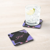 Mondriaan Paarse roze zwart afdrukken Drankjes Onderzetter (Rechterzijde)