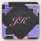 Mondriaan Paarse roze zwart afdrukken Drankjes Onderzetter (Voorkant)