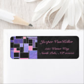 Mondriaan Paarse roze zwart afdrukken Etiket (Insitu)