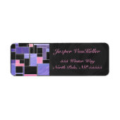 Mondriaan Paarse roze zwart afdrukken Etiket (Voorkant)