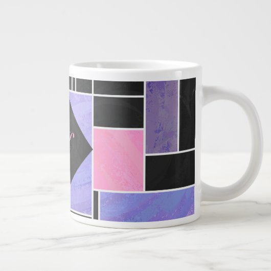 Mondriaan Paarse roze zwart afdrukken Grote Koffiekop (Rechts)
