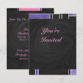 Mondriaan Paarse roze zwart afdrukken Kaart (Voorkant / Achterkant)