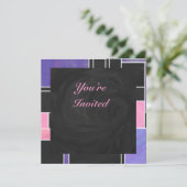 Mondriaan Paarse roze zwart afdrukken Kaart (Staand voorkant)