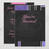 Mondriaan Paarse roze zwart afdrukken Kaart (Voorkant / Achterkant)