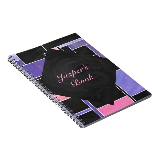 Mondriaan Paarse roze zwart afdrukken Notitieboek (Rechterzijde)