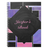 Mondriaan Paarse roze zwart afdrukken Notitieboek (Voorkant)