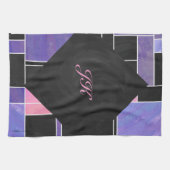 Mondriaan Paarse roze zwart afdrukken Theedoek (Horizontaal)
