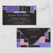 Mondriaan Paarse roze zwart afdrukken Visitekaartje (Voorkant / Achterkant)