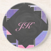 Mondriaan Paarse roze zwart afdrukken Zandsteen Onderzetter (Voorkant)