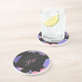 Mondriaan Paarse roze zwart afdrukken Zandsteen Onderzetter (Zijkant)