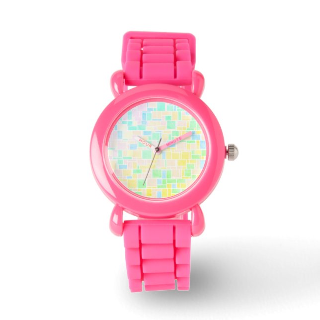 Mondriaan Pastel 3 Horloge (Voorkant)