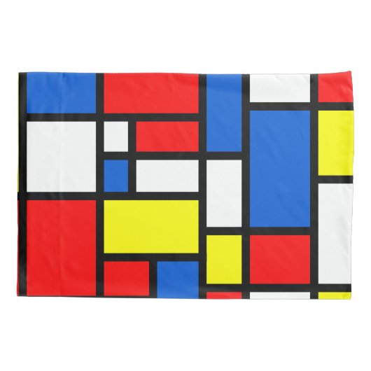 Mondriaan Red Blue White en Yellow Pillow Hoesje Kussensloop (Achterkant)
