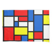 Mondriaan Red Blue White en Yellow Pillow Hoesje Kussensloop (Voorkant)