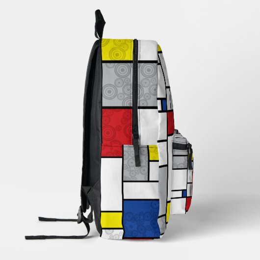 Mondriaan Retro Circles Minimalist de Stijl Mod Ar Bedrukte Rugzak (Links)