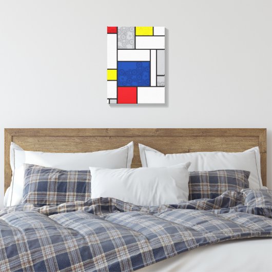 Mondriaan Retro Circles Minimalist de Stijl Mod Ar Canvas Afdruk (Insitu (Slaapkamer))