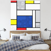 Mondriaan Retro Circles Minimalist de Stijl Mod Ar Canvas Afdruk (Insitu (Slaapkamer))