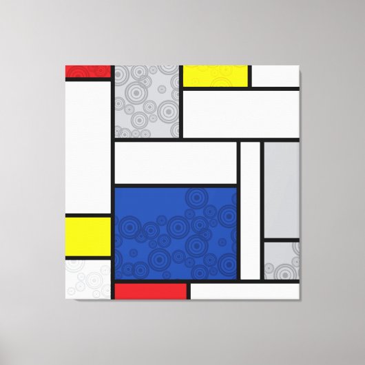 Mondriaan Retro Circles Minimalist de Stijl Mod Ar Canvas Afdruk (Voorkant)