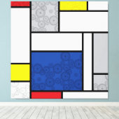 Mondriaan Retro Circles Minimalist de Stijl Mod Ar Canvas Afdruk (Insitu (Houten vloer))