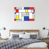 Mondriaan Retro Circles Minimalist de Stijl Mod Ar Canvas Afdruk (Insitu (Slaapkamer))