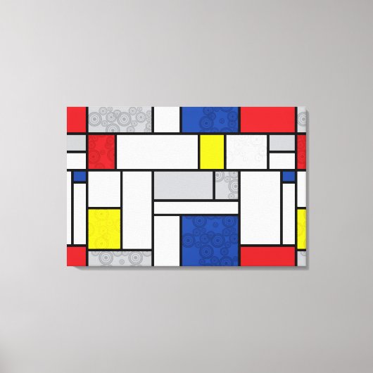 Mondriaan Retro Circles Minimalist de Stijl Mod Ar Canvas Afdruk (Voorkant)