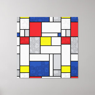 Mondriaan Retro Circles Minimalist de Stijl Mod Ar Canvas Afdruk