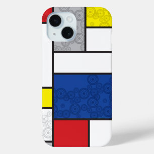 Mondriaan Retro Circles Minimalist de Stijl Mod Ar iPhone 15 Case
