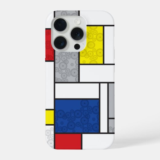 Mondriaan Retro Circles Minimalist de Stijl Mod Ar iPhone Hoesje (Achterkant)