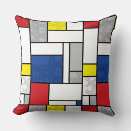 Mondriaan Retro Circles Minimalist de Stijl Mod Ar Kussen