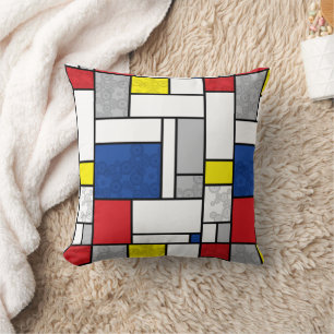 Mondriaan Retro Circles Minimalist de Stijl Mod Ar Kussen