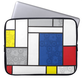 Mondriaan Retro Circles Minimalist de Stijl Mod Ar Laptop Sleeve