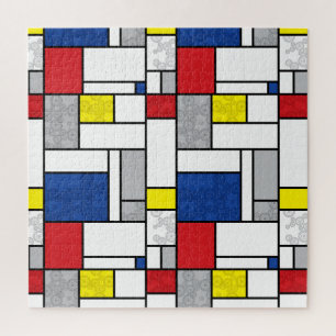 Mondriaan Retro Circles Minimalist de Stijl Mod Ar Legpuzzel