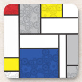 Mondriaan Retro Circles Minimalist de Stijl Mod Ar Onderzetter (Voorkant)