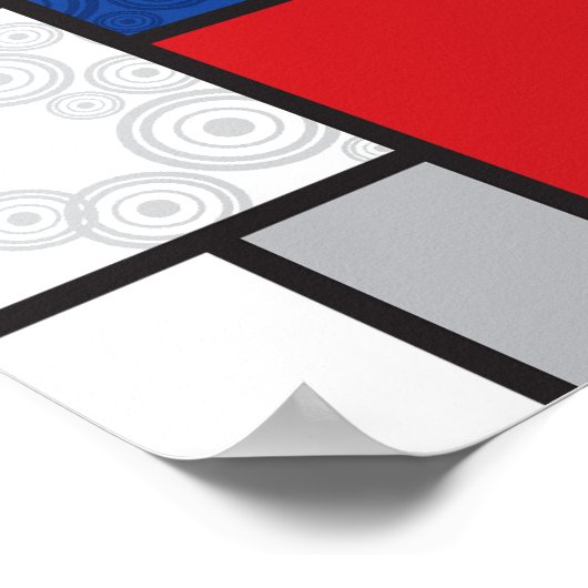 Mondriaan Retro Circles Minimalist de Stijl Mod Ar Poster (Hoek)