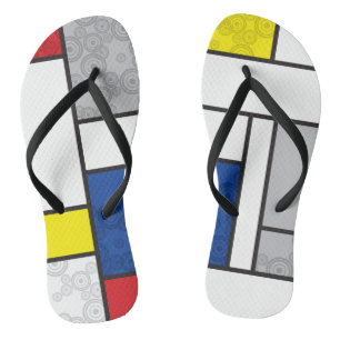 Mondriaan Retro Circles Minimalist de Stijl Mod Ar Teenslippers