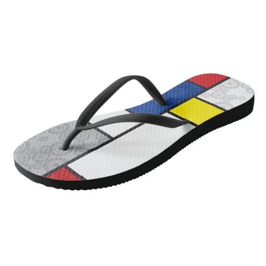 Mondriaan Retro Circles Minimalist de Stijl Mod Ar Teenslippers (Schuin)