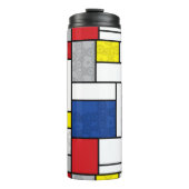 Mondriaan Retro Circles Minimalist de Stijl Mod Ar Thermosbeker (Voorkant)